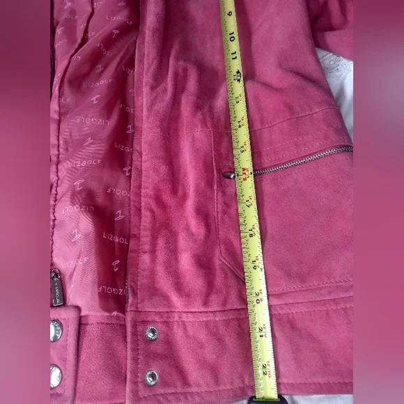 Liz Golf by Liz Claiborne Suede Lined Zip Up Jacket Snap Collar Sleeves S - Picture 9 of 12